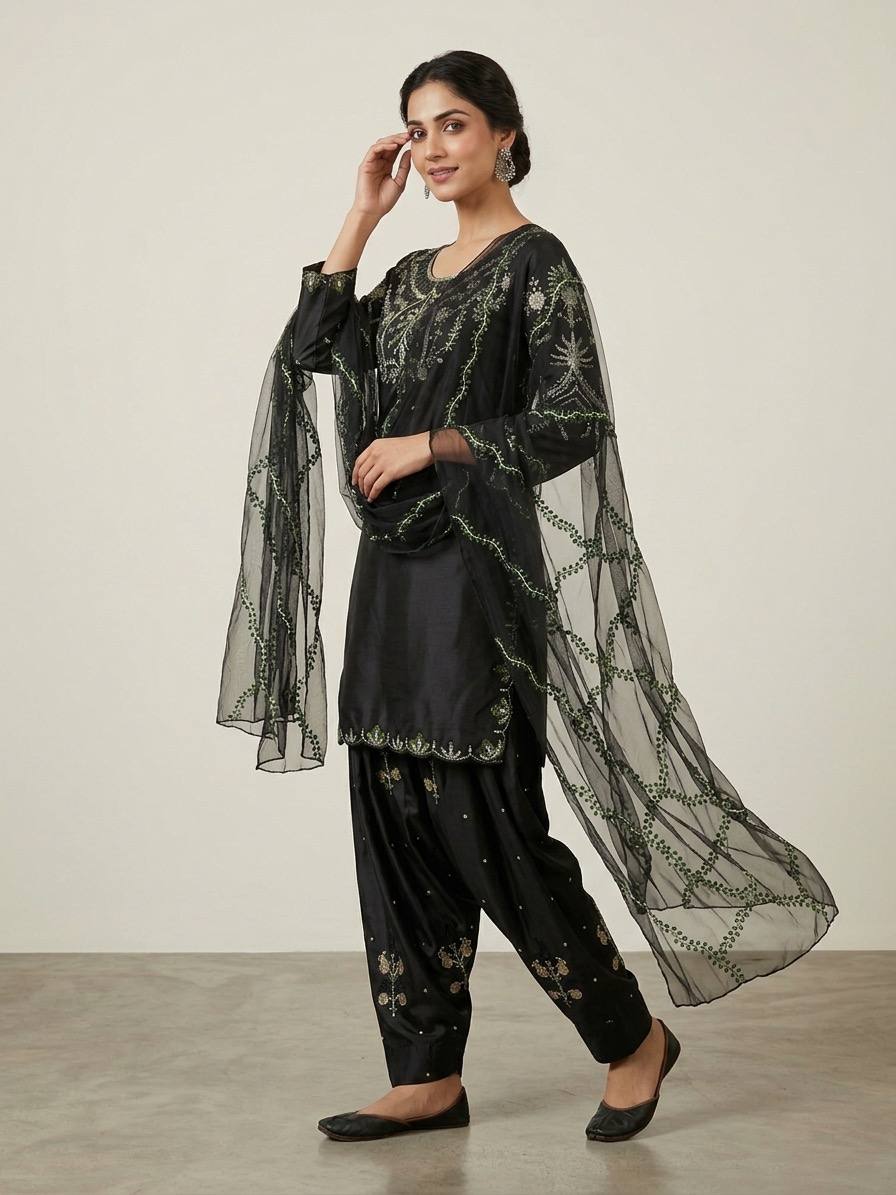 Midnight Oxblood Jewel-Neck Ensemble